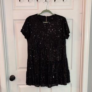 Lulu's Black Sequin Mini Dress